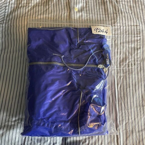 Vintage Wilson Jacket Mens Extra Large Bue Windbreaker Full Zip Hooded - Picture 10 of 10